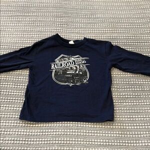 Kids Navy Railroad Graphic Long Sleeve Shirt